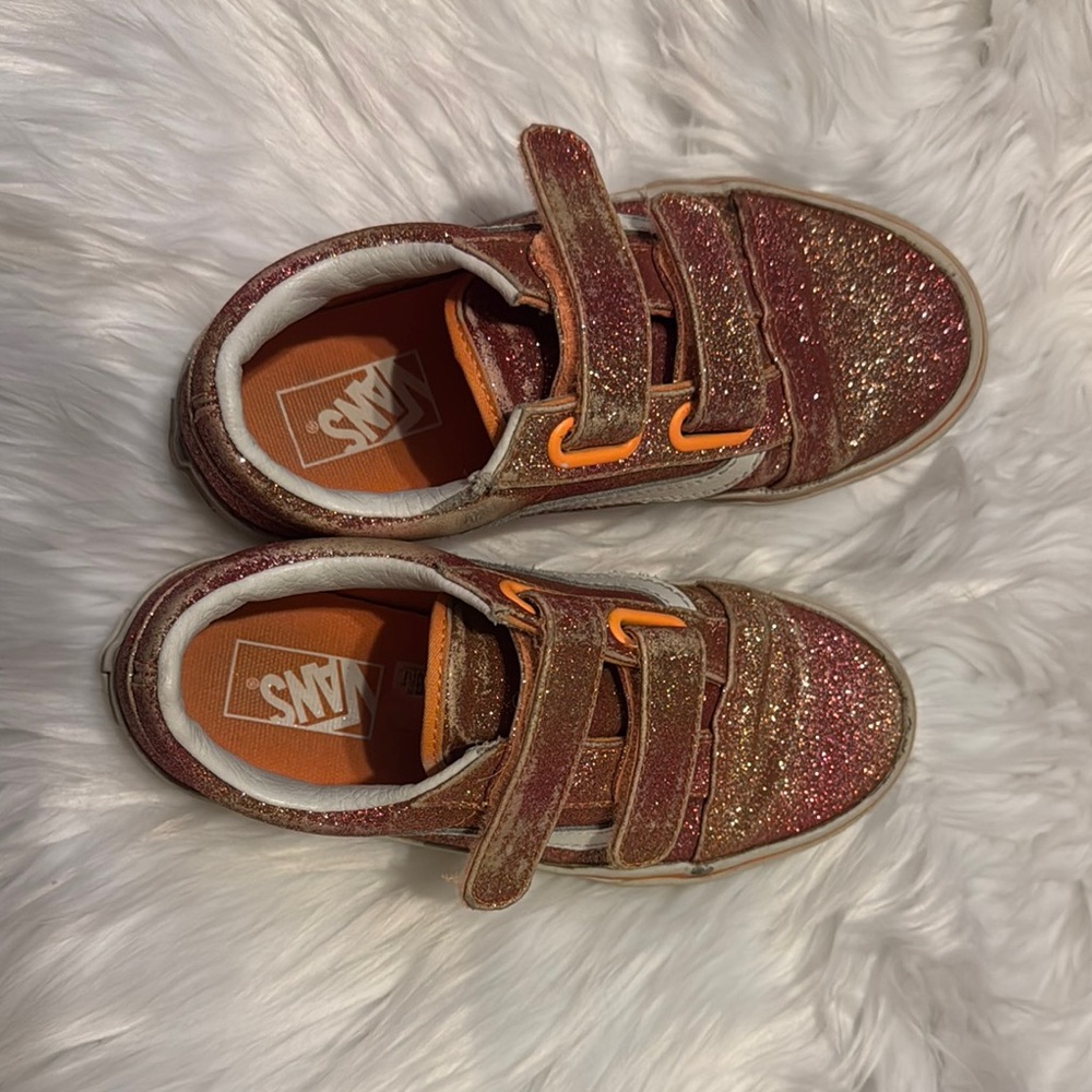 Vans Sparkle Sneakers Pink and Orange Velcro Comfort